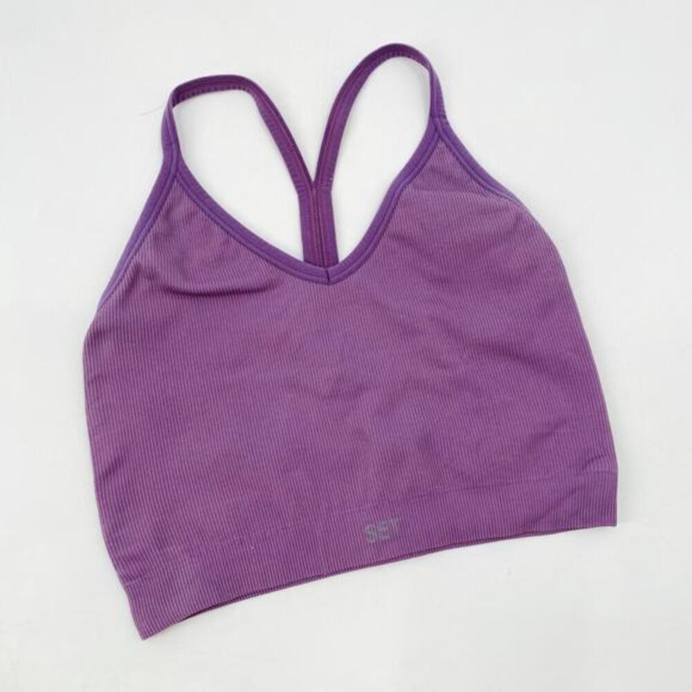 Set Active purple ribbed crop‎ top